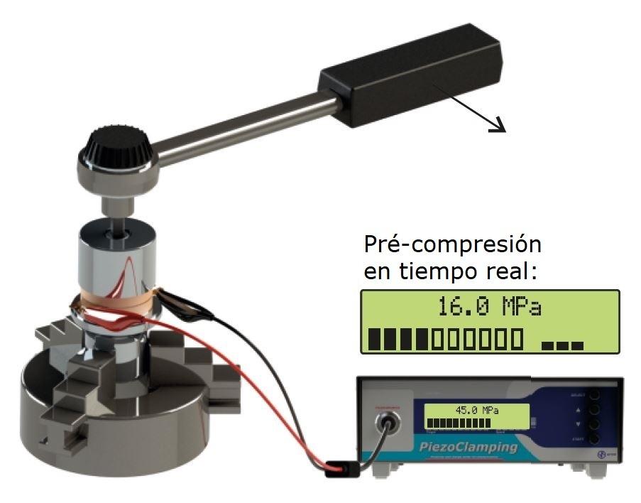 Medición de pré-compresión en tiempo real mediante PiezoClamping durante un montaje del convertidor.