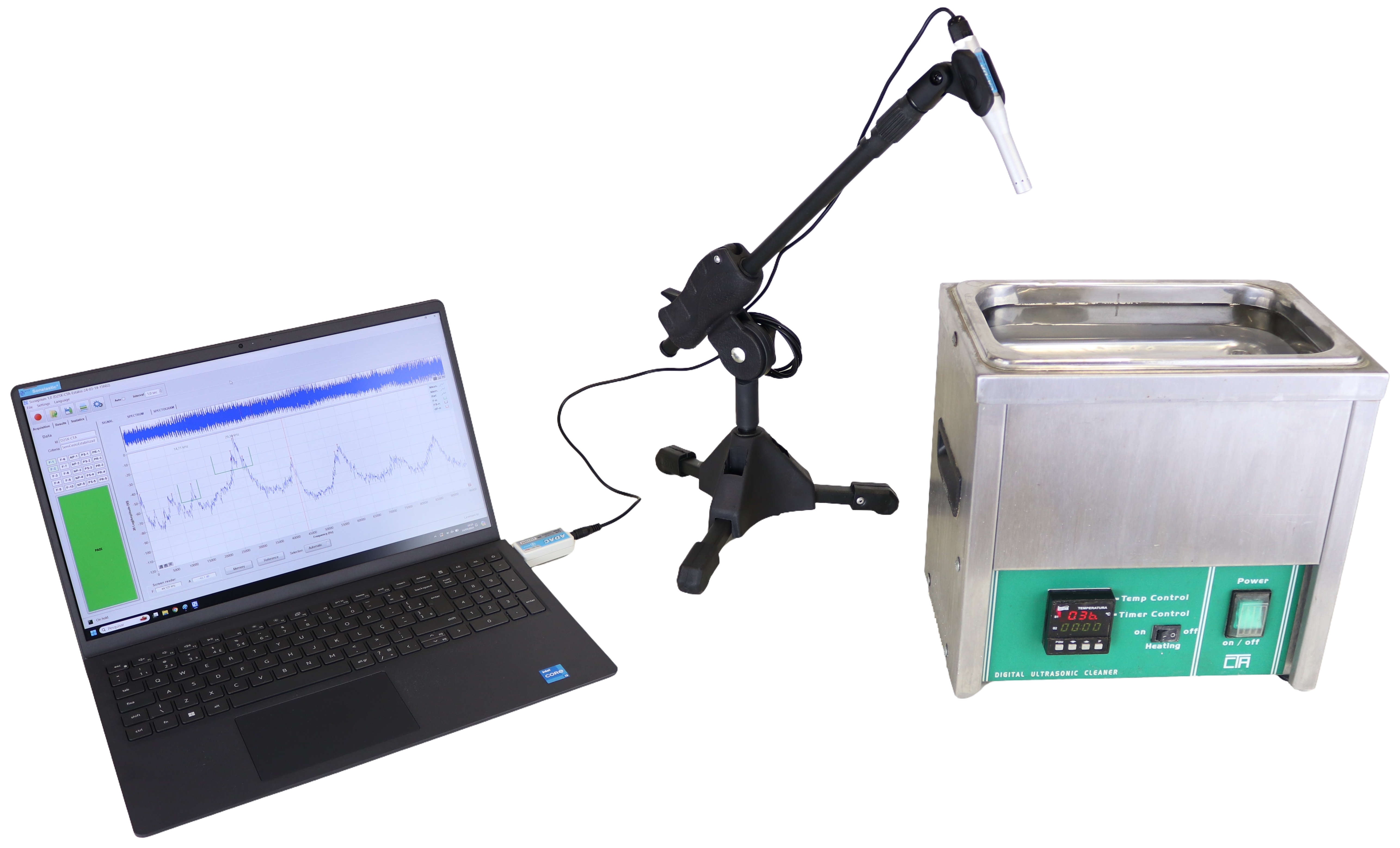Frequency measurement of a hospital ultrasonic cleaner with the Soneteste Software